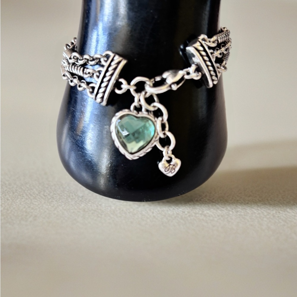 Brighton Newport multi-strand emerald green crystal heart charm bracelet. - Picture 5 of 7